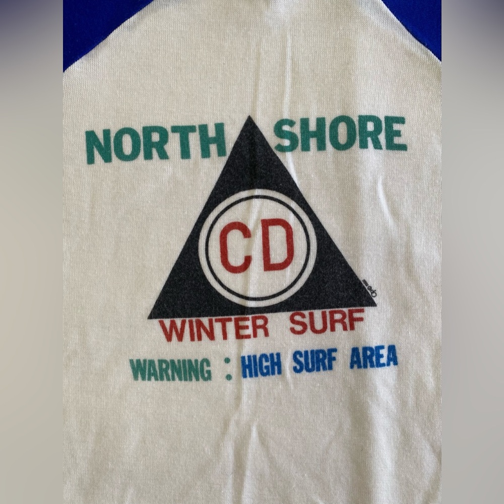 Ocean Pacific OP Vintage Winter Surf North Shore Blue Crème Long Sleeve Medium - Picture 4 of 4